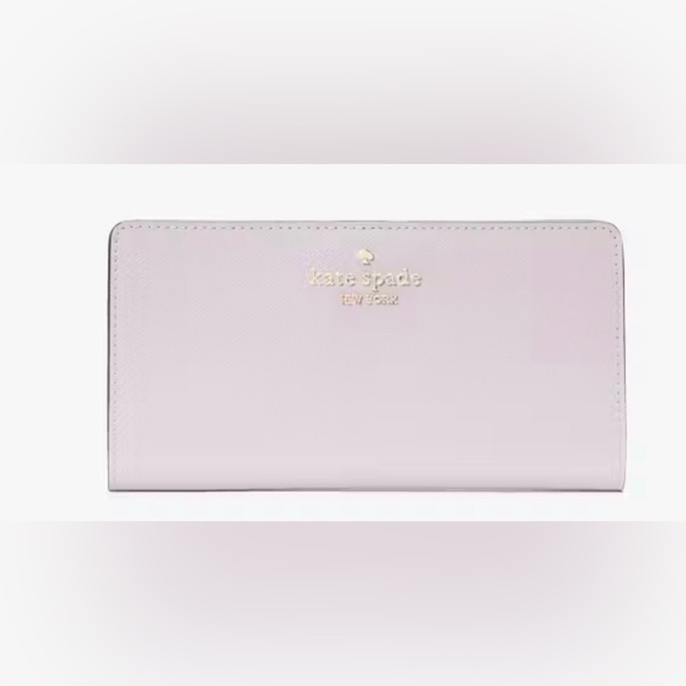 Kate Spade Madison Slim Bifold Wallet - 11 Card Slots! Lavender & Floral Print.